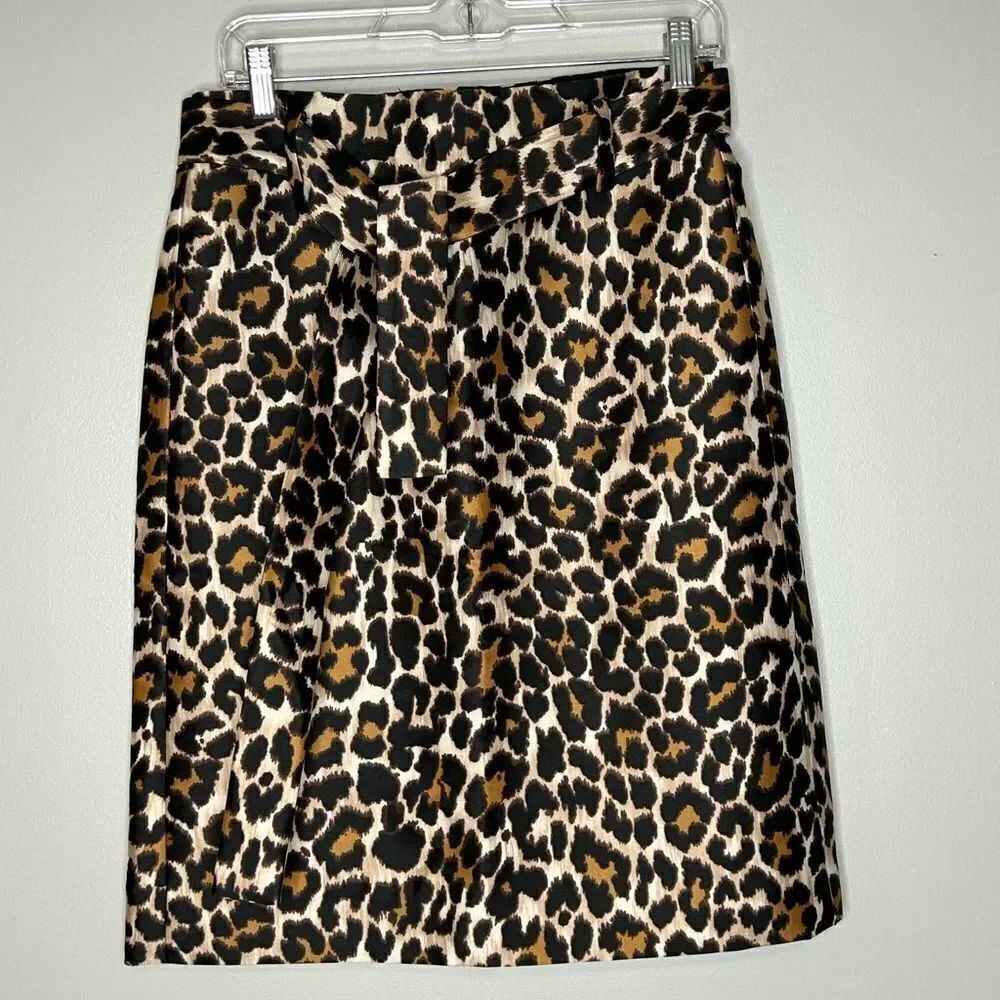 J.crew Leopard Tie Waist Pencil Skirt